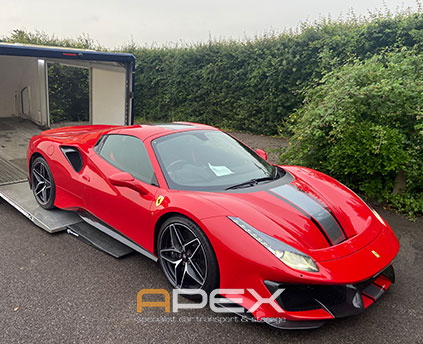 Collection and delivery of a Ferrari by Apex.<br><br>© 2024 Apex Specialist Car Transport & Storage